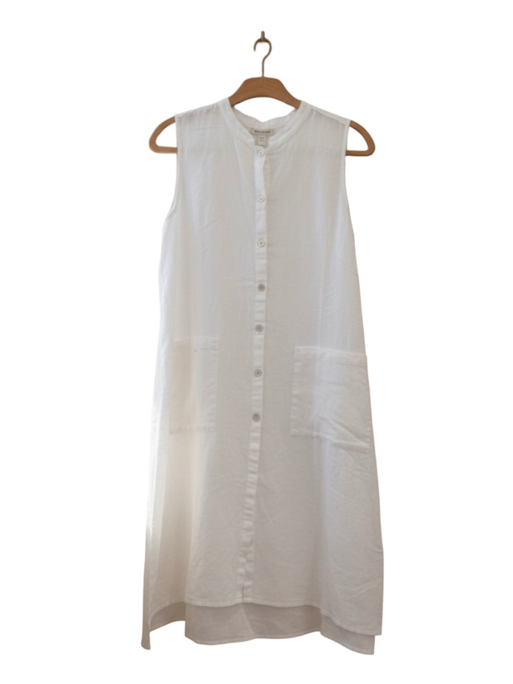 Eileen Fisher White Sleeveless Button-Front Midi Dress - Picture 6 of 6